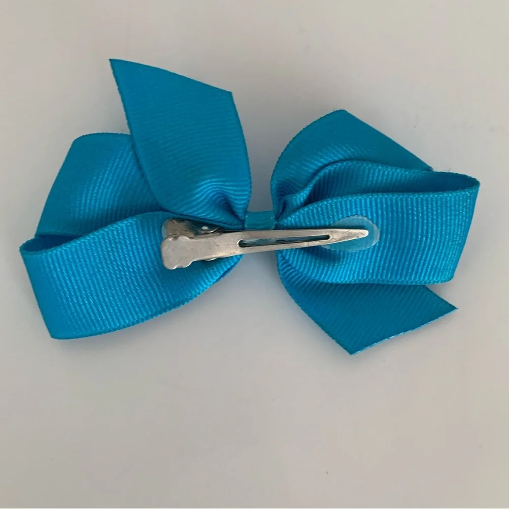 Kids Bow Set Hair Clips Accessories 4 Pieces Black Blue Orange Cream